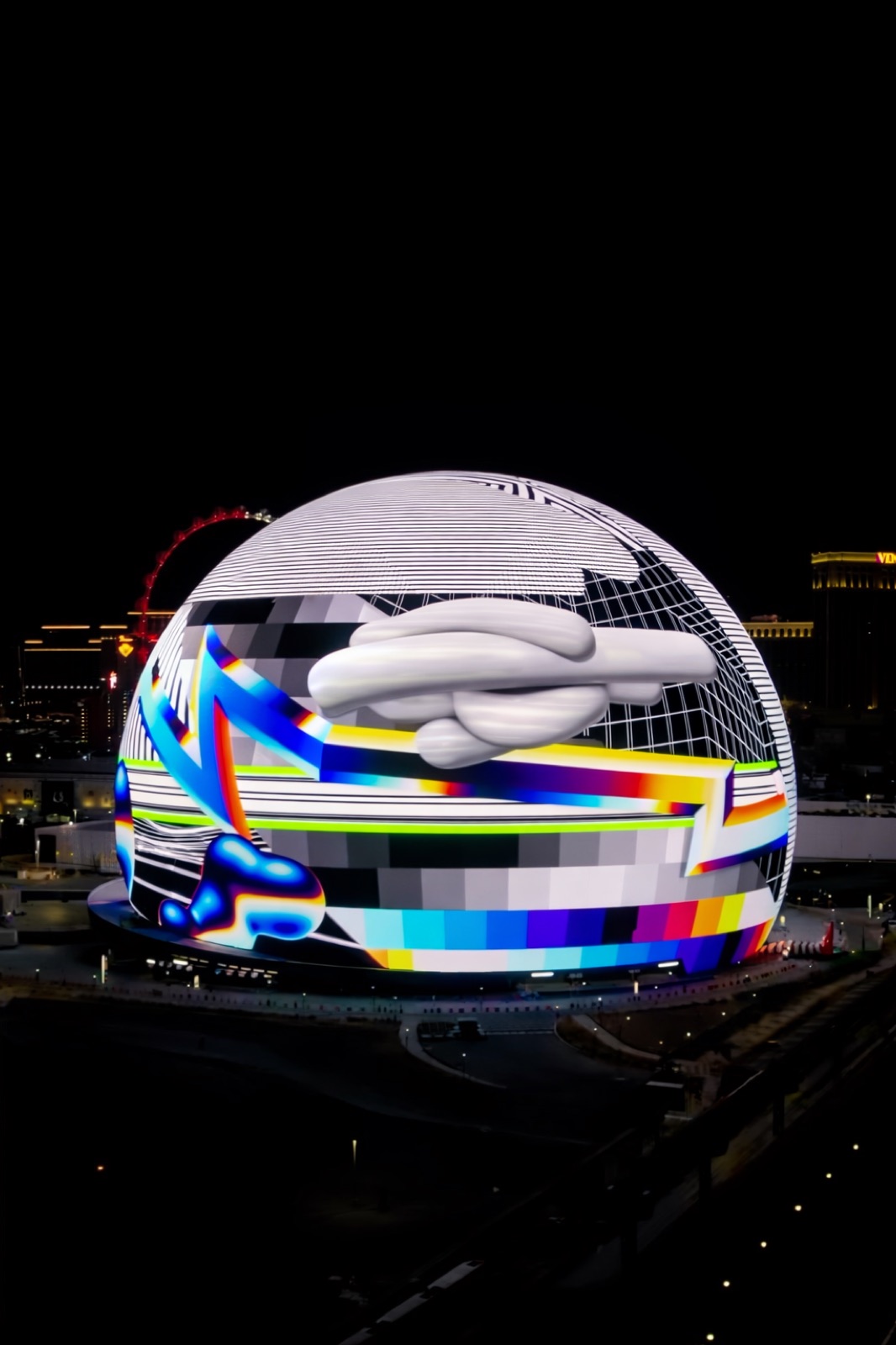 Visual Intensification: Focus — «Visual Intensification: Focus» sobre el skyline de Las Vegas — The Sphere, febrero 2026